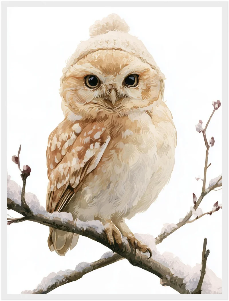 Eule im Winterschnee Poster