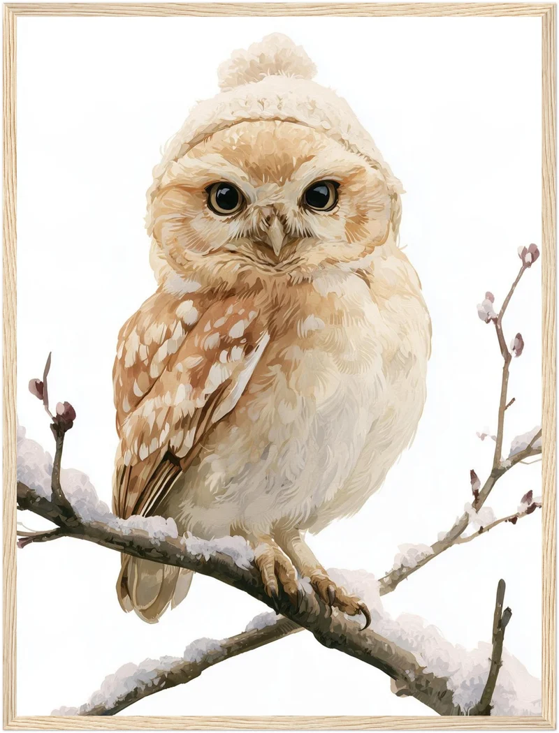 Eule im Winterschnee Poster