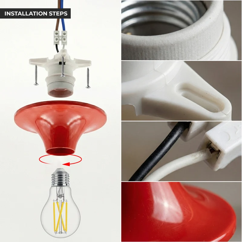 Minimalistische Wand & Deckenleuchte E27 | Retro Lampe Schwarz Rot Weiß~3906