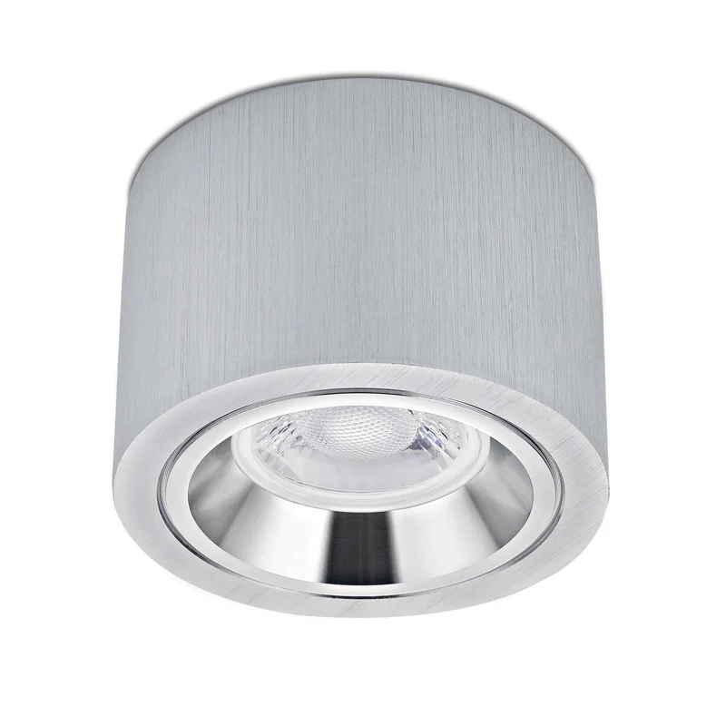 LED Aufbaustrahler Flach in Alu gebürstet 230V 5W Dimmbar - Pio