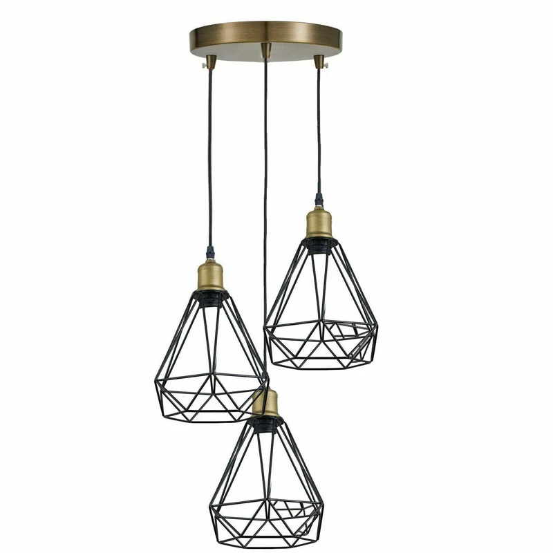intage Käfigleuchte – Industrie Pendelleuchte Diamant Esstisch | E27 ~4072