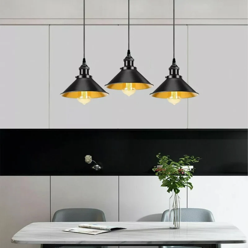 Vintage Pendelleuchte Schwarz 1- & 3-flammig Hängelampe ~3985