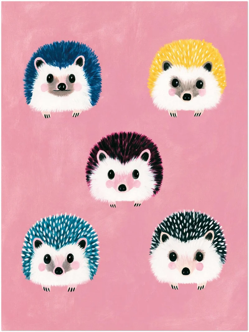 Fünf bunte Igel Leinwand