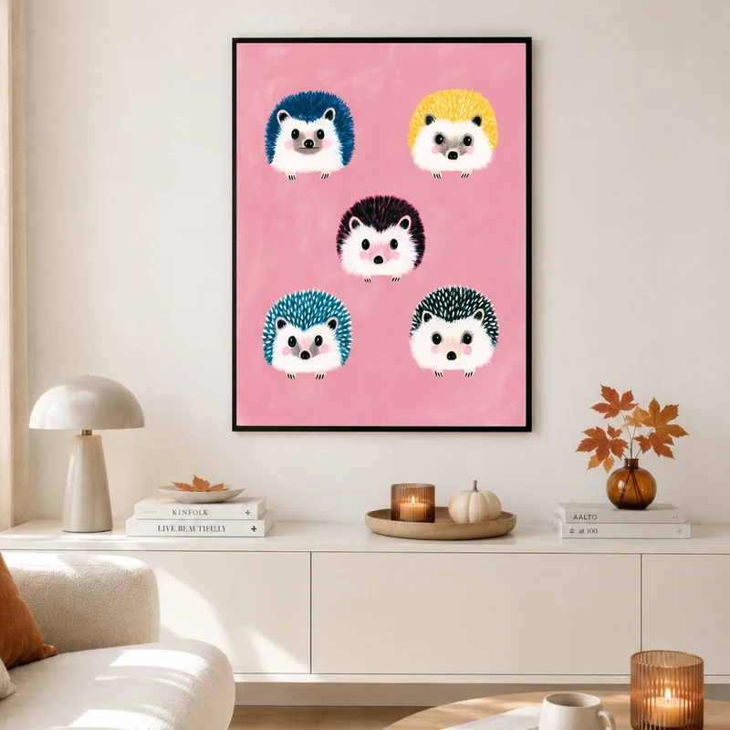 Fünf bunte Igel Poster