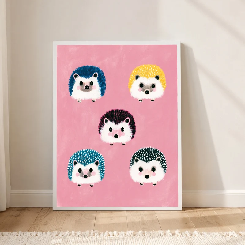Fünf bunte Igel Poster