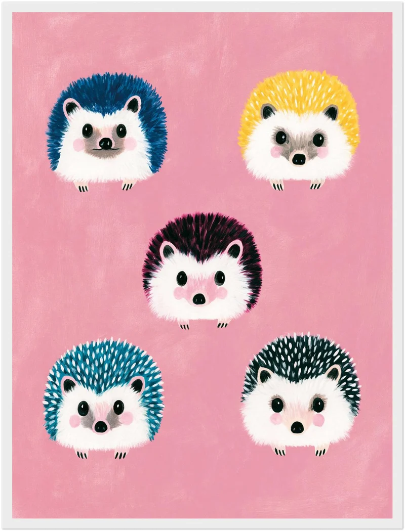 Fünf bunte Igel Poster