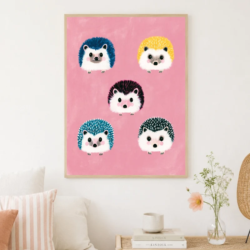 Fünf bunte Igel Poster