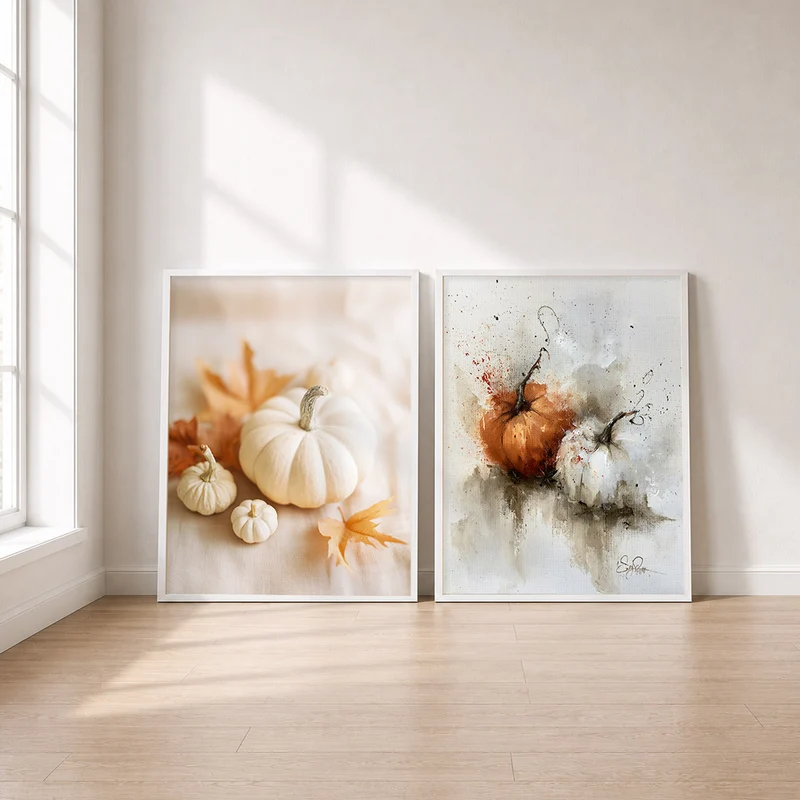 Kürbis Poster Set – Herbst Aquarell (2er)