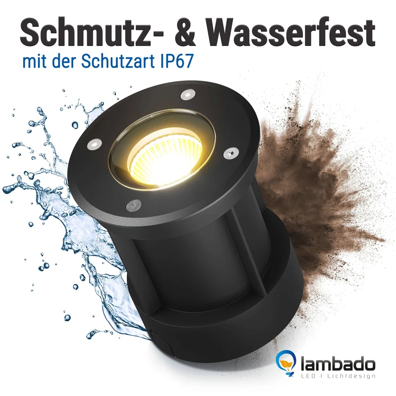 LED Bodenstrahler IP67 Schwarz rund inkl. 3W GU10 230V