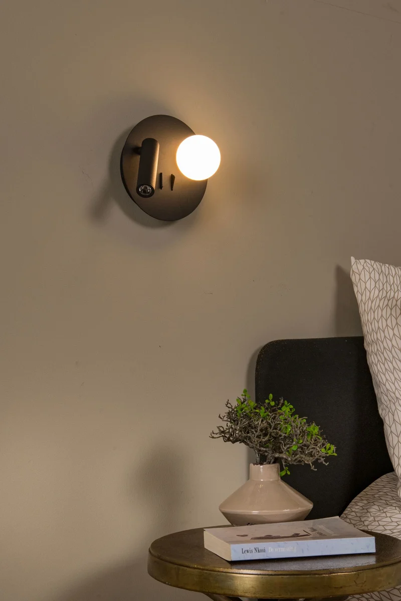 LED-Leseleuchte Matiz schwenkbar mit USB-Ladeanschluss rund