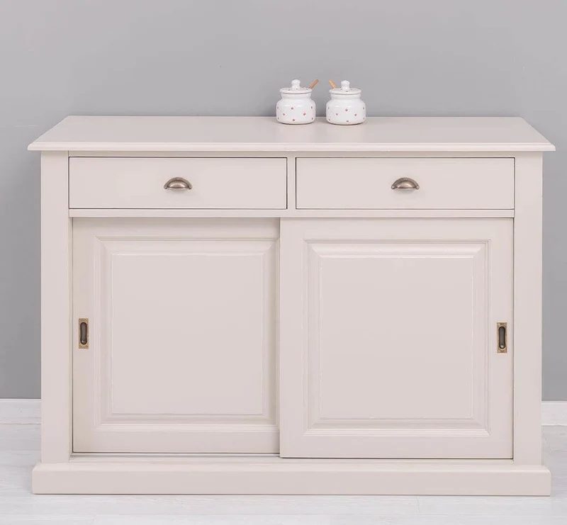 Zweitüriges Sideboard mit Schubladen aus Massivholz - Kommode mit Schiebetüren