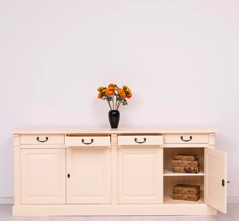 Landhaus Sideboard aus Massivholz | Kommode mit 4 Schubladen und 4 Türen