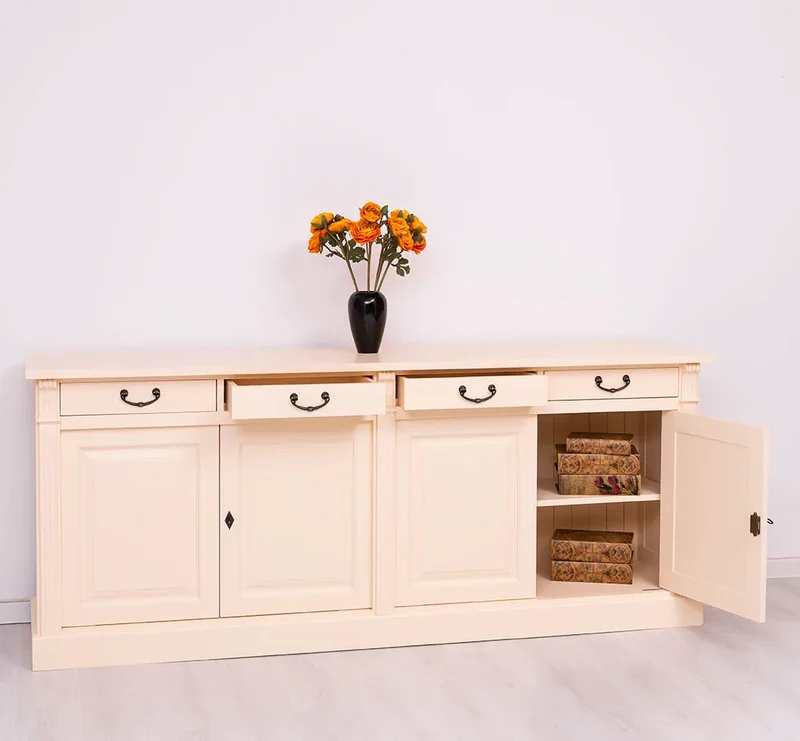 Landhaus Sideboard aus Massivholz | Kommode mit 4 Schubladen und 4 Türen