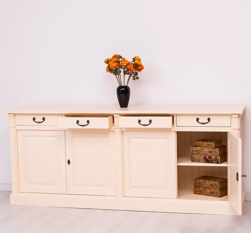 Landhaus Sideboard aus Massivholz | Kommode mit 4 Schubladen und 4 Türen