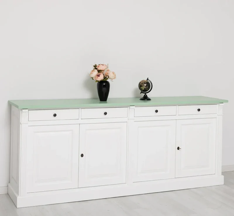 Landhaus Sideboard aus Massivholz | Kommode mit 4 Schubladen und 4 Türen