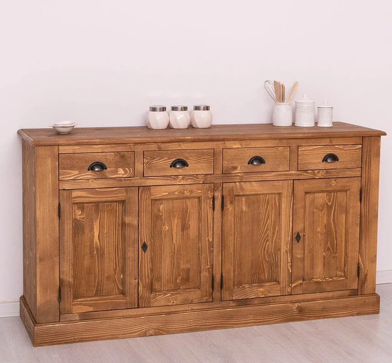 Landhaus Sideboard aus Massivholz | Kommode mit 4 Schubladen und 4 Türen