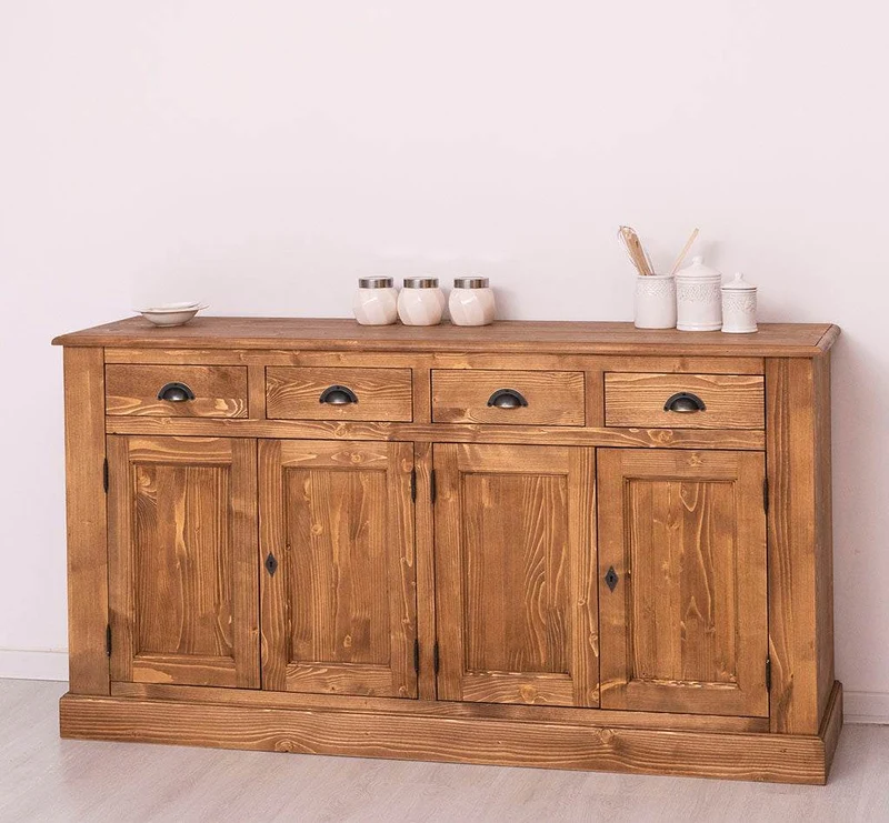Landhaus Sideboard aus Massivholz | Kommode mit 4 Schubladen und 4 Türen