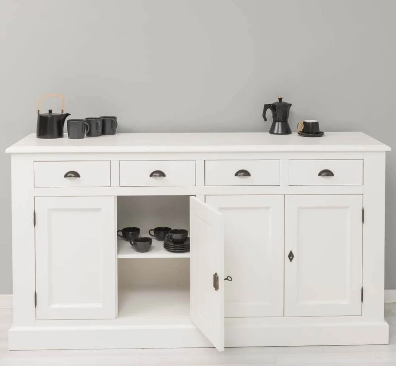 Landhaus Sideboard aus Massivholz | Kommode mit 4 Schubladen und 4 Türen