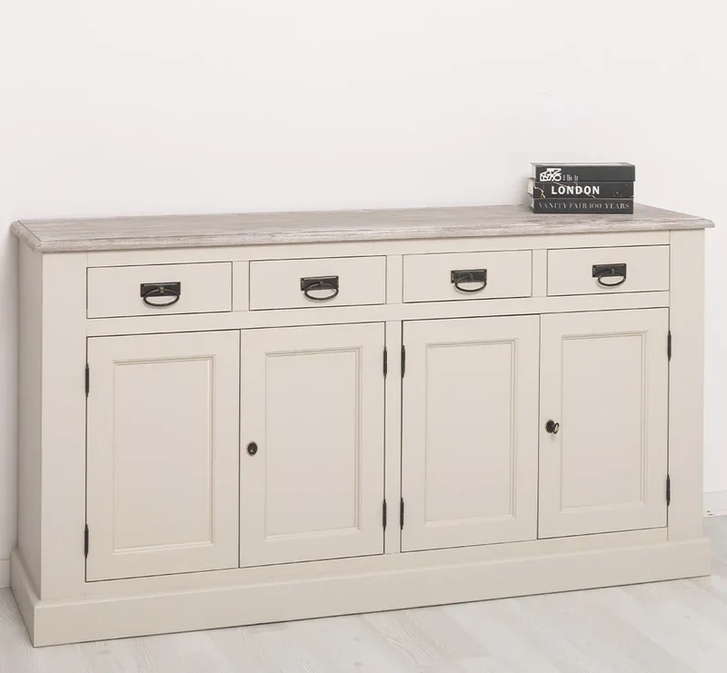 Landhaus Sideboard aus Massivholz | Kommode mit 4 Schubladen und 4 Türen