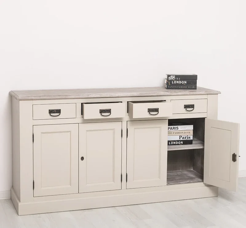 Landhaus Sideboard aus Massivholz | Kommode mit 4 Schubladen und 4 Türen