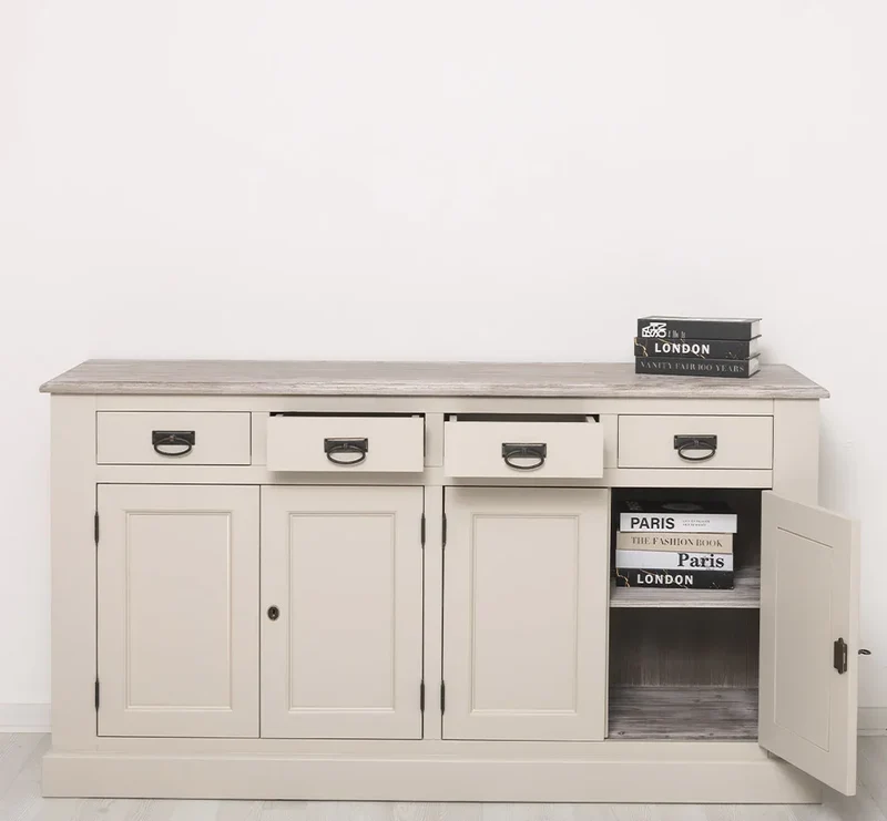 Landhaus Sideboard aus Massivholz | Kommode mit 4 Schubladen und 4 Türen