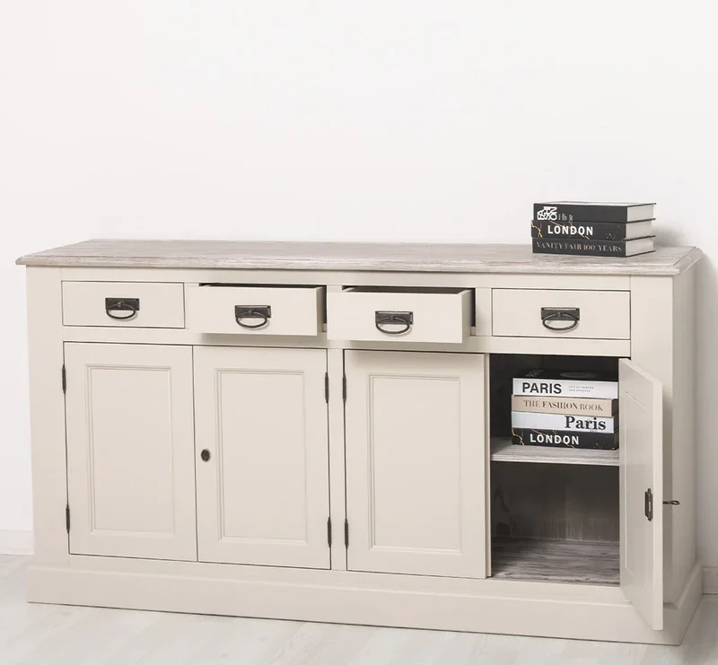 Landhaus Sideboard aus Massivholz | Kommode mit 4 Schubladen und 4 Türen