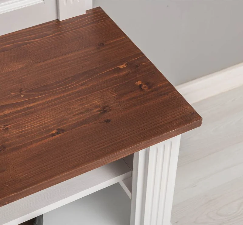 Schmale Garderobe aus Massivholz mit Ablage und 3 Haken