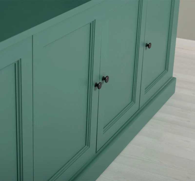 TV-Wand aus Massivholz mit 5 Türen im Landhausstil | 2-teilig