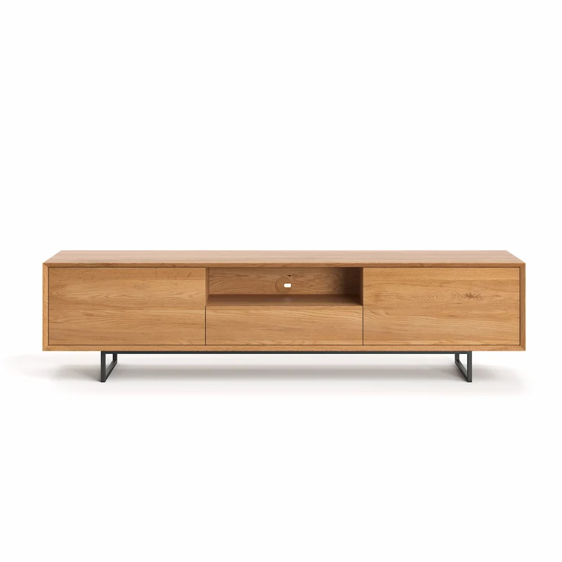 Industrial TV-Board aus massiver Eiche | Zweitüriges Sideboard Ruvo mit Schublade - in verschiedenen Größen