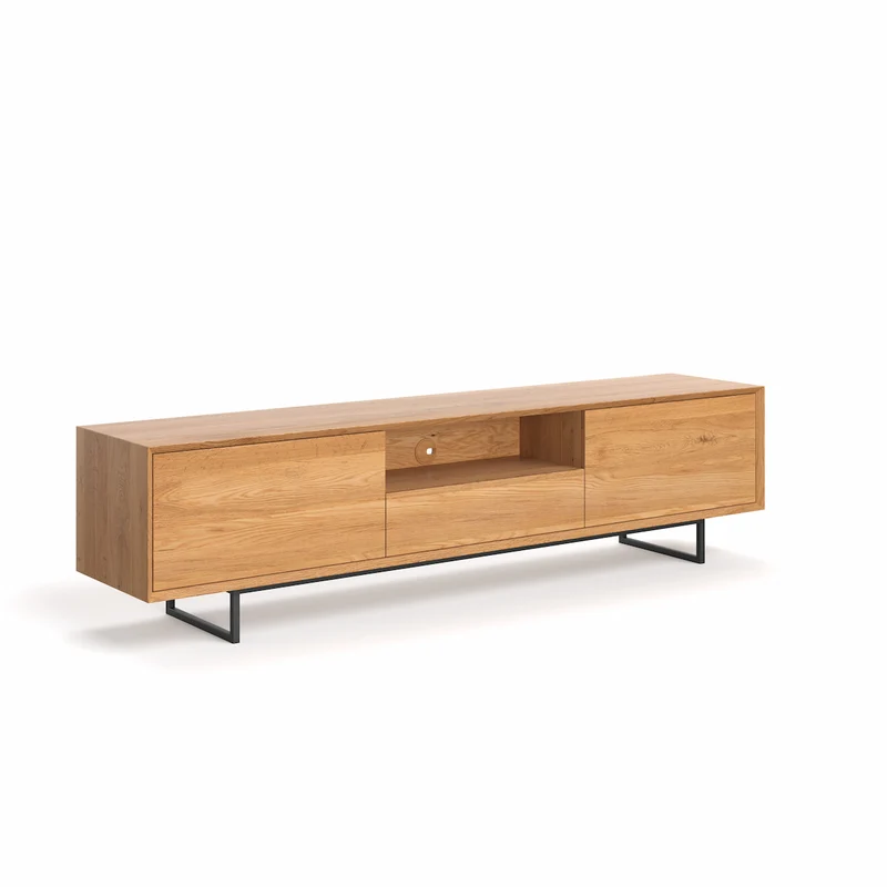 Industrial TV-Board aus massiver Eiche | Zweitüriges Sideboard Ruvo mit Schublade - in verschiedenen Größen