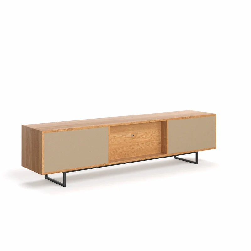 Industrial TV-Board aus massiver Eiche | Zweitüriges Sideboard Ruvo mit Schublade - in verschiedenen Größen