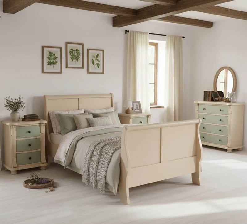 Schlafzimmer-Set aus Massivholz | Kinderzimmer mit Bett und zwei Nachttischen