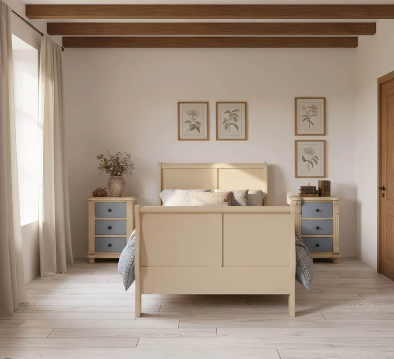 Schlafzimmer-Set aus Massivholz | Kinderzimmer mit Bett und zwei Nachttischen