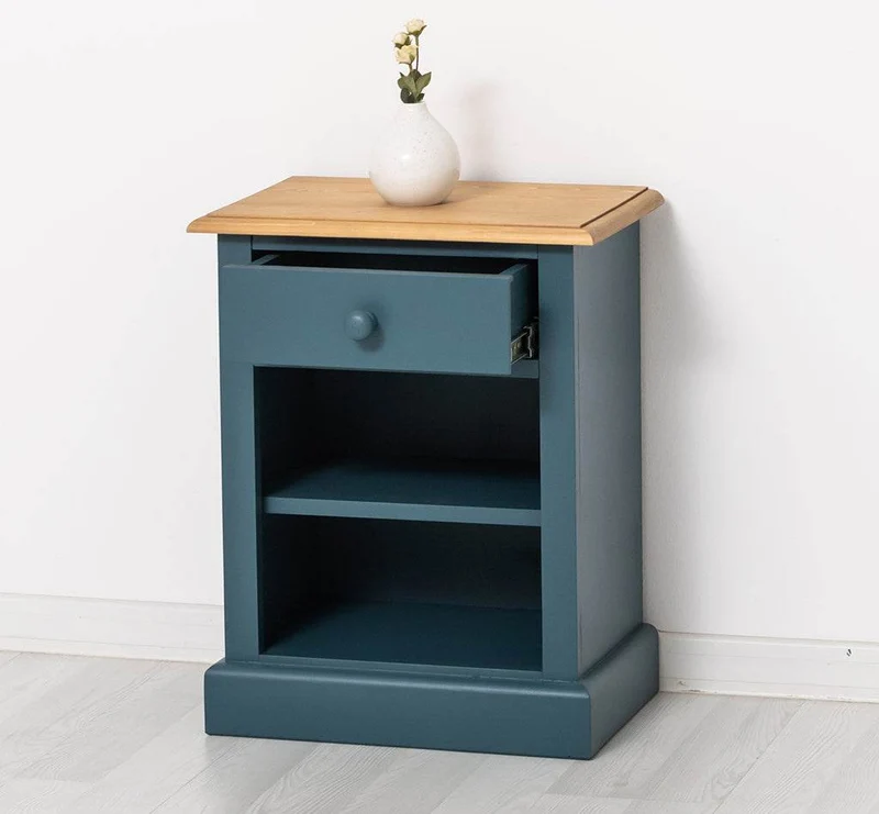 Nachttisch mit Schublade | Bestelltisch aus Massivholz mit Akzent