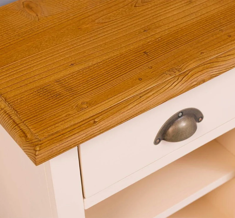 Nachttisch mit Schublade | Bestelltisch aus Massivholz mit Akzent