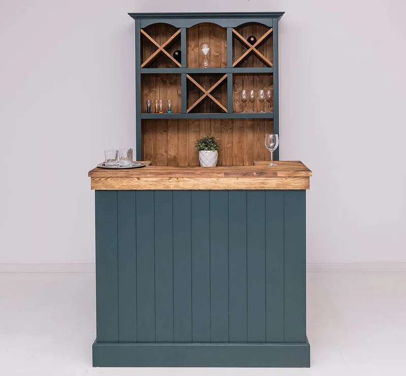 Bar-Set bestehend aus Empfangstheke| Bartresen und Buffetschrank mit Weinfächern