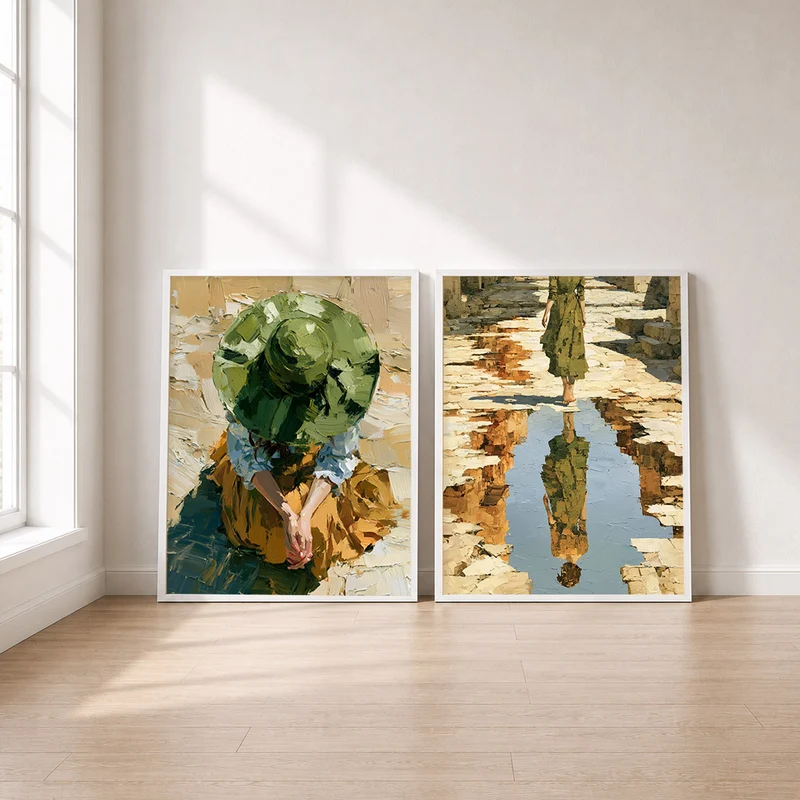 Malerei Poster Set – Frau & Spiegelung (2er)