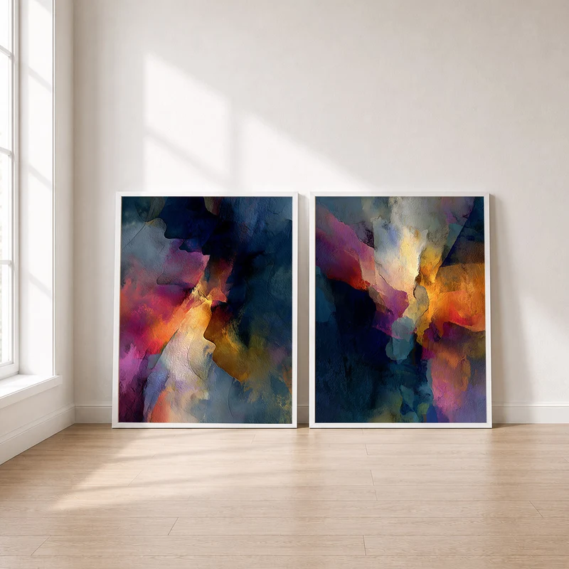 Abstrakte Farbtexturen Poster Set – Leuchtende Töne (2er)