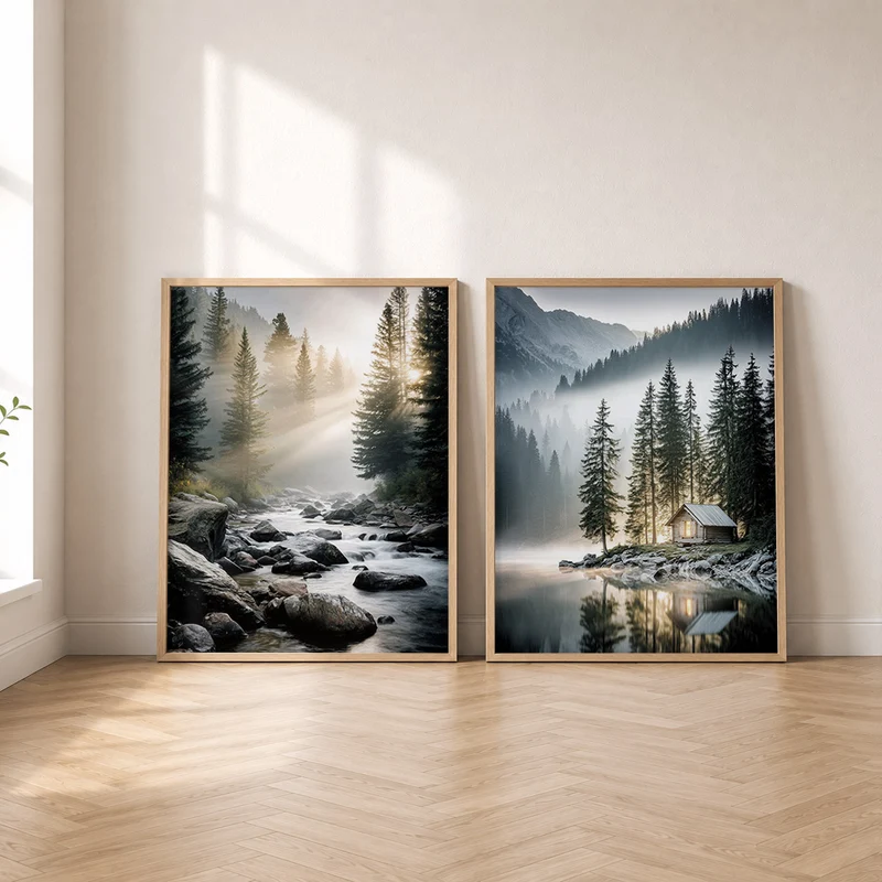 Natur Bergnebel Poster Set