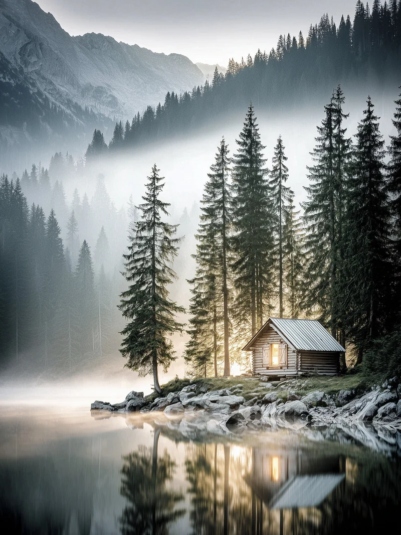 Natur Bergnebel Poster Set