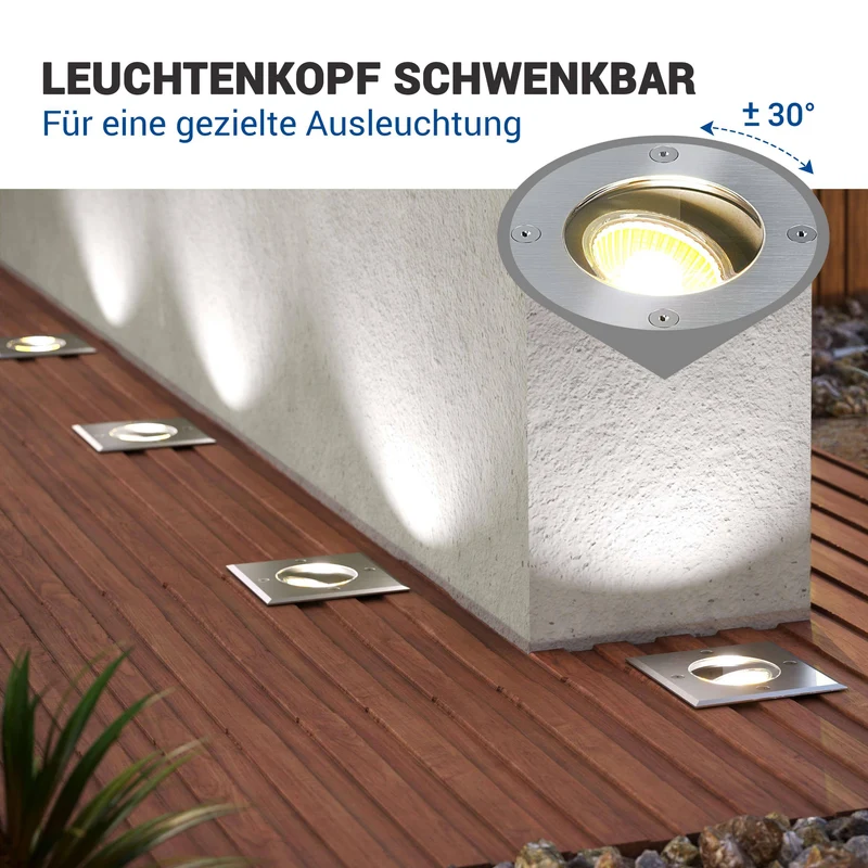 LED Bodenstrahler schwenkbar IP67 eckig mit RGB Farbwechsel - Smart Home Alexa & Google