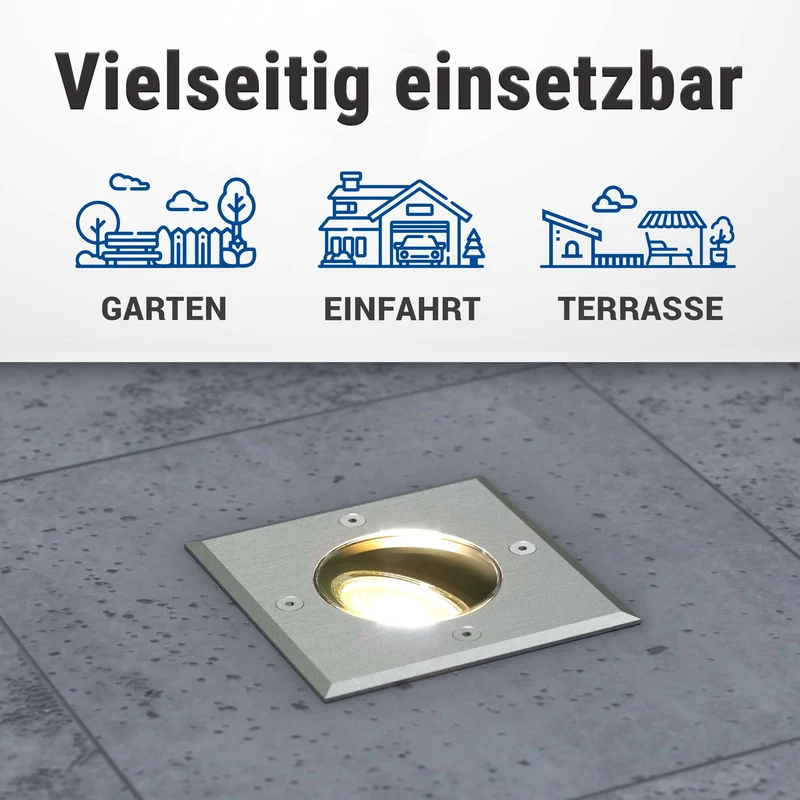 LED Bodenstrahler schwenkbar quadratisch IP67 mit RGB+CCT Farbwechsel 5W GU10