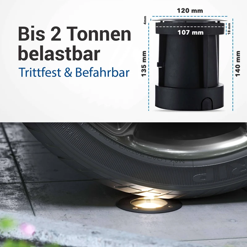 LED Bodenstrahler schwenkbar IP67 rund schwarz inkl. 3W GU10 230V