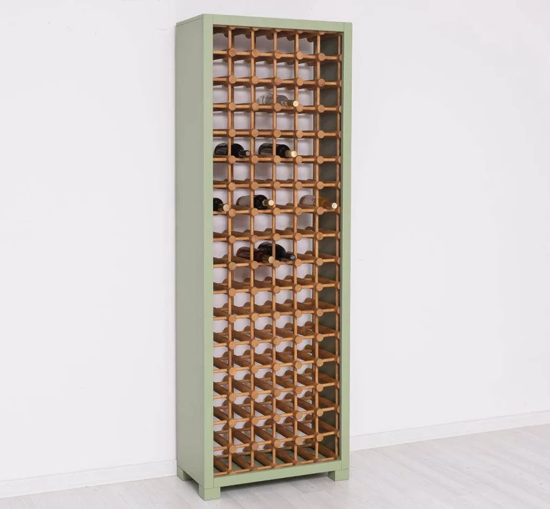 Großes Weinregal aus Massivholz mit Platz für 102 Flaschen