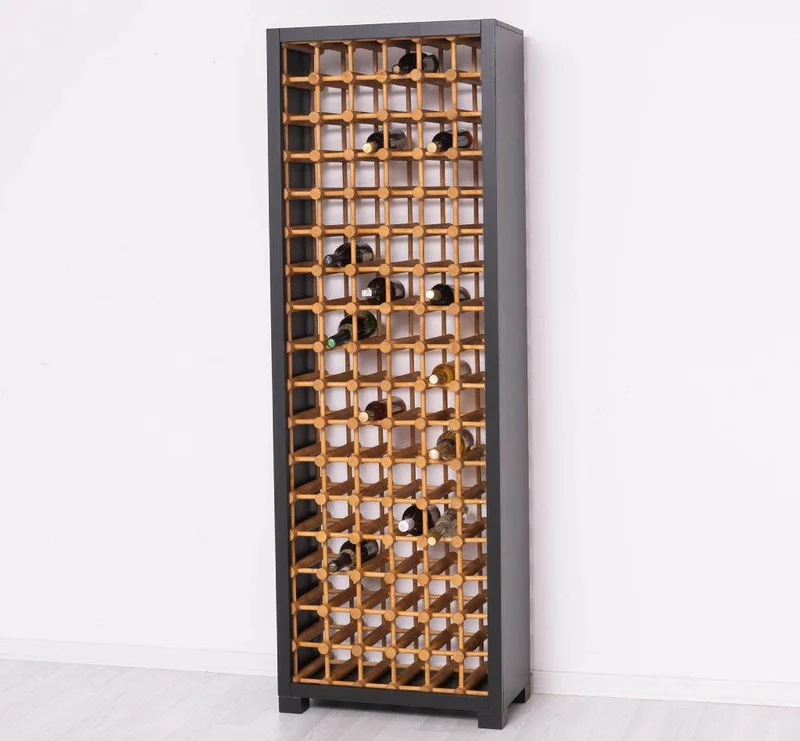Großes Weinregal aus Massivholz mit Platz für 102 Flaschen