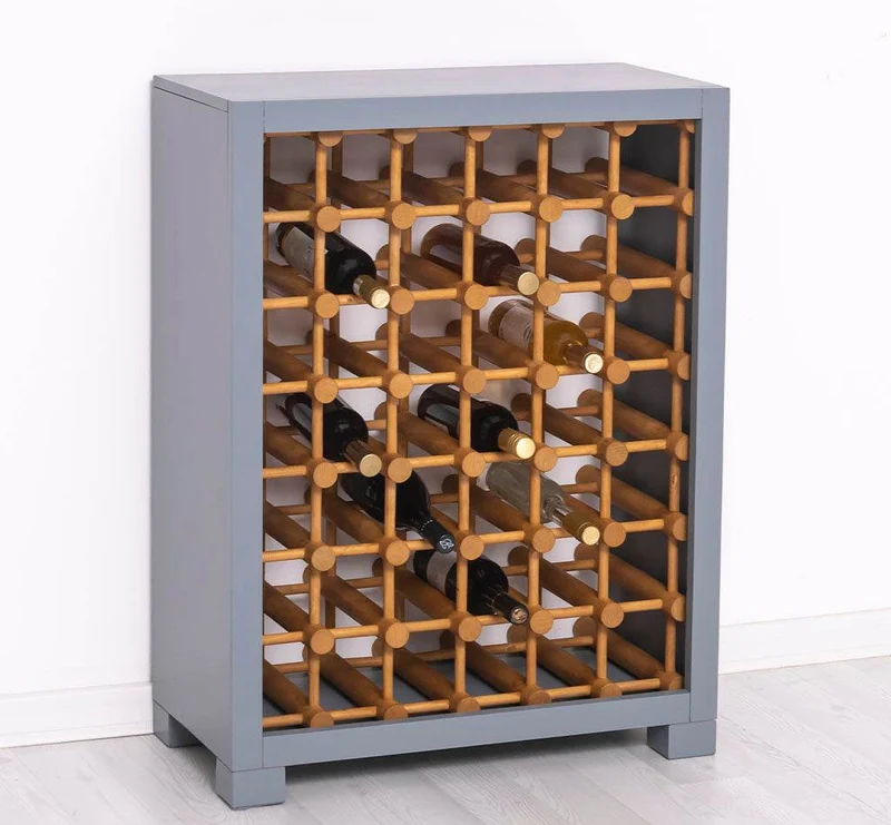 Kleines Weinregal aus Massivholz mit Platz für 42 Flaschen