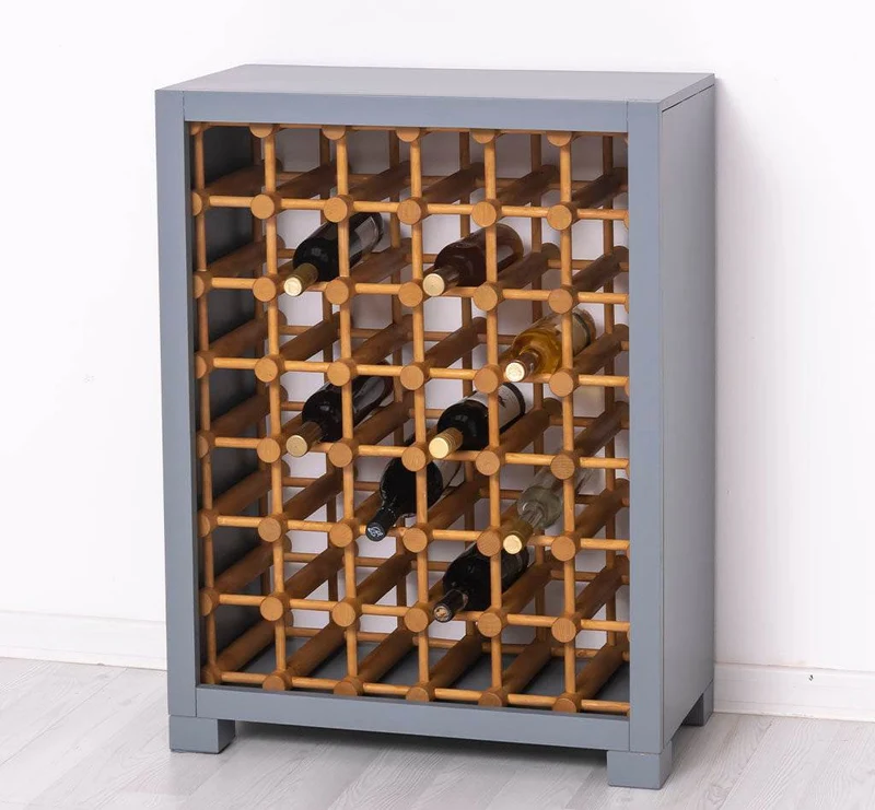 Kleines Weinregal aus Massivholz mit Platz für 42 Flaschen
