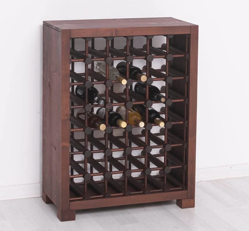 Kleines Weinregal aus Massivholz mit Platz für 42 Flaschen