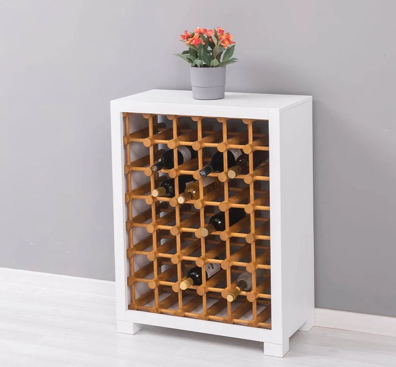 Kleines Weinregal aus Massivholz mit Platz für 42 Flaschen