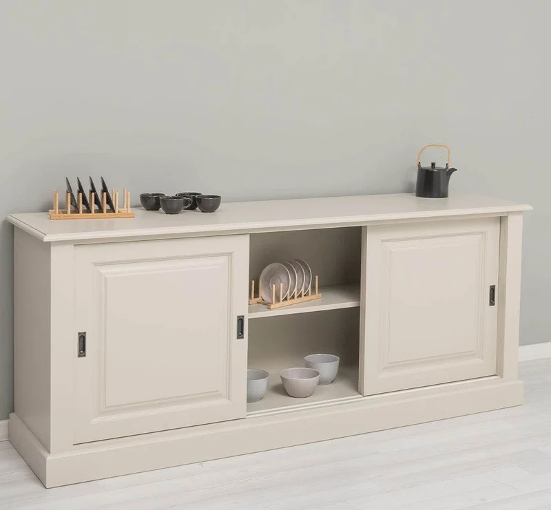 Großes Massivholz- Sideboard mit drei Schiebetüren - Lowboard